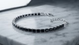 Cumpara ieftin Bratara Tennis din Argint 925 cu Zirconii Negre Princess Cut, Lungime 17+4 cm , 12.6g