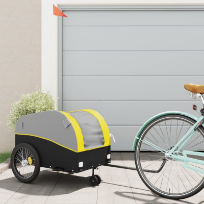 vidaXL Remorcă pentru biciclete, negru și galben, 45 kg, fier foto