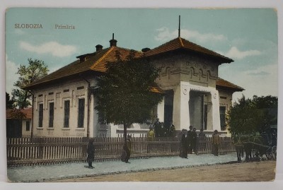 SLOBOZIA , PRIMARIA , CARTE POSTALA ILUSTRATA , INCEPUTUL SEC. XX foto