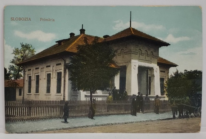 SLOBOZIA , PRIMARIA , CARTE POSTALA ILUSTRATA , INCEPUTUL SEC. XX