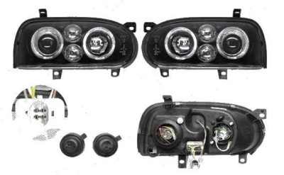 Set faruri tuning VW Golf 3 (1H) (Hatchback + Combi+Cabrio) 08.1991-04.1999 BestAutoVest partea Dreapta+Stanga, (tip golf 4), tip bec H1+H1, negru-tr foto