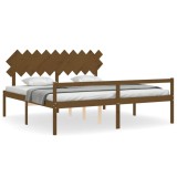 Cadru de pat senior cu tablie, 200x200 cm maro miere lemn masiv