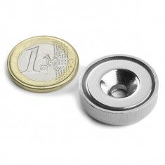 Magnet neodim oala Ø25 mm, cu gaura ingropata, putere 19 kg