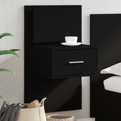 Gossi noptiera montata pe perete cu lumini led, negru foto