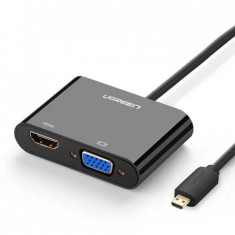 Adaptor video Ugreen micro HDMI – HDMI + VGA 30cm black (MM115)