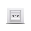 Priza Dubla UTP CAT6 Ovivo Mina, Alb, Incastrata, 2 Module, 220V