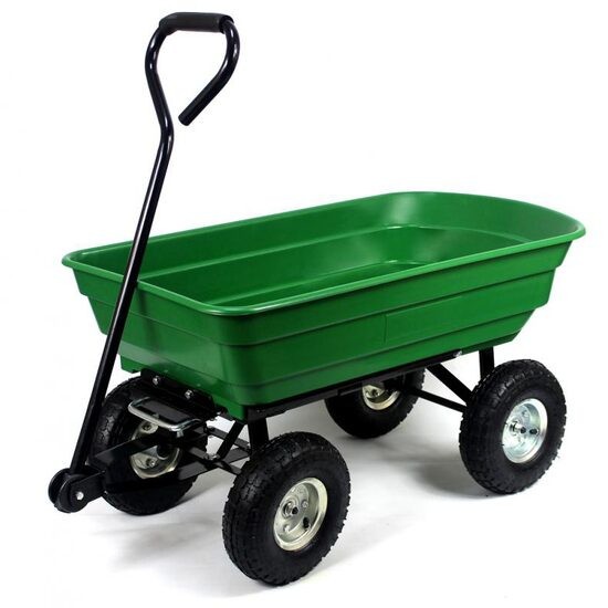 Carucior de gradina, transport, Chomik, metalic, verde, max 300 kg, 110x51x50 cm GartenVIP DiyLine