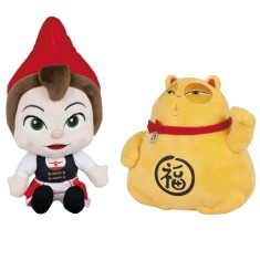 Set 2 jucarii din plus Juliete 28 cm Lucky Cat 21 cm, Sherlock Gnomes