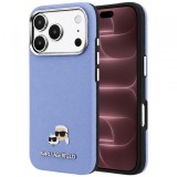 Husa MagSafe pentru Apple iPhone 18 Pro Max / 17 Pro Max, Karl Lagerfeld, Grained Karl &amp; Choupette Head's Metal, Bleu