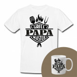 &quot;Grill master-Papa&quot; Set Personalizat &ndash; Tricou + Cană Alb XL