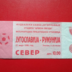 Bilet Fotbal Iugoslavia Romania 1996
