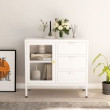 VidaXL Servantă, alb, 75x35x70 cm, oțel și sticlă securizată