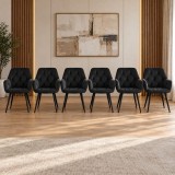 Set 6 scaune tip fotoliu bucatarie/living,Artool,York,catifea neagra,picioare metal negru,56x62x83.5 cm