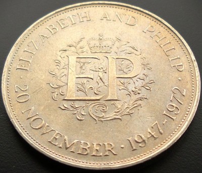 Moneda comemorativa nunta 1 CROWN - ANGLIA, anul 1947 - 1972 * cod 5430 foto