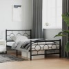 VidaXL Cadru pat metalic cu tăblii de cap/picioare, negru, 107x203 cm 376240