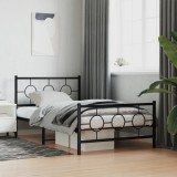 VidaXL Cadru pat metalic cu tăblii de cap/picioare, negru, 107x203 cm