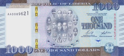 Bancnota Liberia 1.000 Dolari 2022 - PNew UNC foto