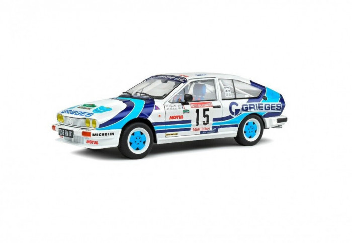 Macheta auto Alfa Romeo GTV6 N&deg;15 C.Rigollet Garrigues 1986, 1:18 Solido