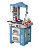 Bucatarie pentru copii WePro Store, circuit de apa real, cuptor si plita, sunete si lumini, accesorizata complet, Albastra, 3 ani +