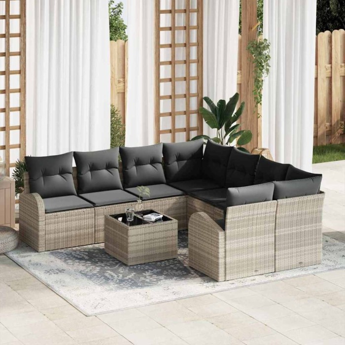 vidaXL Set de canapele pentru grădină 9 pcs 55 x 55 x 37 cm poliratan 3345982