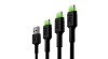 Set de cabluri Green Cell 3x GC Ray USB-C 30cm, 120cm, 200cm Cablu USB de date și încărcare cu LED-uri verzi Iluminare cu LED-uri Ultra Charge încărca