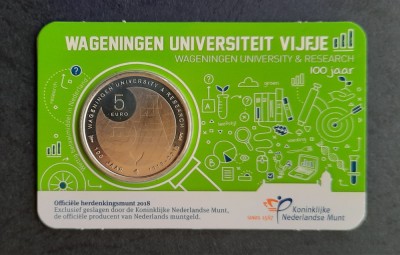 5 Euro 2018 Olanda &amp;quot;Wageningen Universiteit Vijfje&amp;quot;, in coincard - G 4057 foto