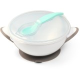 BabyOno Be Active Suction Bowl with Spoon serviciu de masă pentru copii pentru copii Grey 6 m+ 2 buc