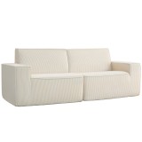 HOMCOM Canapea 3 locuri din catifea cordonată 230 cm, canapea modernă, fără montaj necesar, bej | Aosom Romania