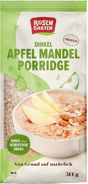 Porridge bio din grau spelta cu mere si migdale, 500 g Rosengarten