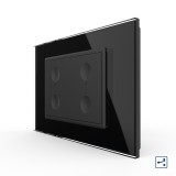 Intrerupator touch Livolo cvadruplu cap scara/cruce, sticla, negru