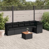 Cumpara ieftin Set canapele de grădină cu perne, 7 piese, negru, poliratan