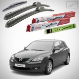 Cumpara ieftin Stergatoare Mazda 3 BK Facelift Hatchback 2006-2009 Set Fata si Spate Flat TeamCar