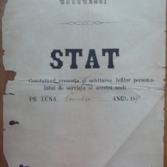 Stat de plata a Scolii primare a comunitatii israelitilor de rit spaniol , 1887