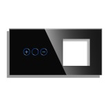 Cumpara ieftin Panou cu variator touch si priza simpla din sticla neagra Luxion
