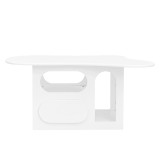 Masă de cafea cu sertare, masă de cafea &icirc;n formă de nor cu spații de depozitare deschise, 97x45x43,5 cm, Alb