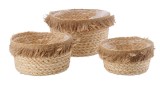 Cumpara ieftin Set 3 ghivece flori frunze porumb rafie natur 20 x 11 cm, 23 x 13 cm, 26 x 17 cm