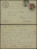 France 1902 Old postcard Postal stationery Lille to Opwijk Belgium D.629