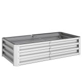 Outsunny 4' x 2' x 1' Pat de Gradina Galvanizat Inaltat, Cutie de Plantare din Metal Pat Inaltat pentru Legume, Flori, Plante si Plante Aromatice, Ver