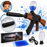 Cumpara ieftin Pusca Jucarie AK47 cu Bile de Gel, 67 cm, Semi-Automata, Set Complet cu Amortizor Detasabil, Acumulator Reincarcabil si Cablu USB, Include Bile Gel 7-