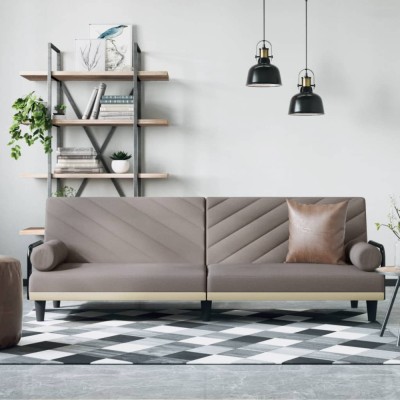 vidaXL Canapea extensibilă cu cotiere, gri taupe, textil 351936 foto