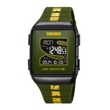 Ceas Digital Bărbați SKMEI 2055 Verde-Negru &ndash; Funcții Multiple, Afișaj LED, Design Sport, Cronometru, Alarmă, Rezistent la Apă 5ATM