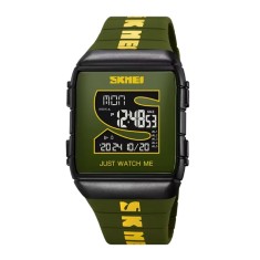 Ceas Digital Bărbați SKMEI 2055 Verde-Negru &ndash; Funcții Multiple, Afișaj LED, Design Sport, Cronometru, Alarmă, Rezistent la Apă 5ATM