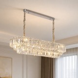 Candelabru Cristal NAVOIY 12x E14, 100cm, Metal si Cristal, Crom Lucios, Inaltime Reglabila
