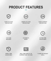 Releu protectie trifazat NeoHGS, subtensiune, supratensiune, suprasarcina, voltmetru, ampermetru, 380, DIN 3P+N, 63A, 3x230 V, reconectare automata