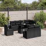 vidaXL Set mobilier de grădină cu perne, 9 piese, negru, poliratan 3268035