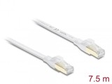 Cablu retea RJ45 Flat Cat.8.1 FTP 7.5m Alb, Delock 81029