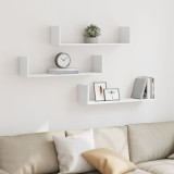 Rafturi Perete vidaXL, 3 Buc., Albe, 80x18x18 cm, Lemn Prelucrat, Montaj Simplu, Depozitare Economica