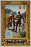 ROMANIA , POSTAS INMANAND CORESPONDENTA UNEI FEMEI IN COSTUM POPULAR , CARTE POSTALA , RECLAMA FABRICII DE MARGARINA &#039; RICHARD HELD. SCHKEUDITZ &#039; ,
