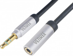 Yenkee, Cablu Audio AUX M/F 5m, Negru-Argintiu foto