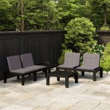 VidaXL Set mobilier de grădină cu perne, 4 piese, gri, plastic 3059832